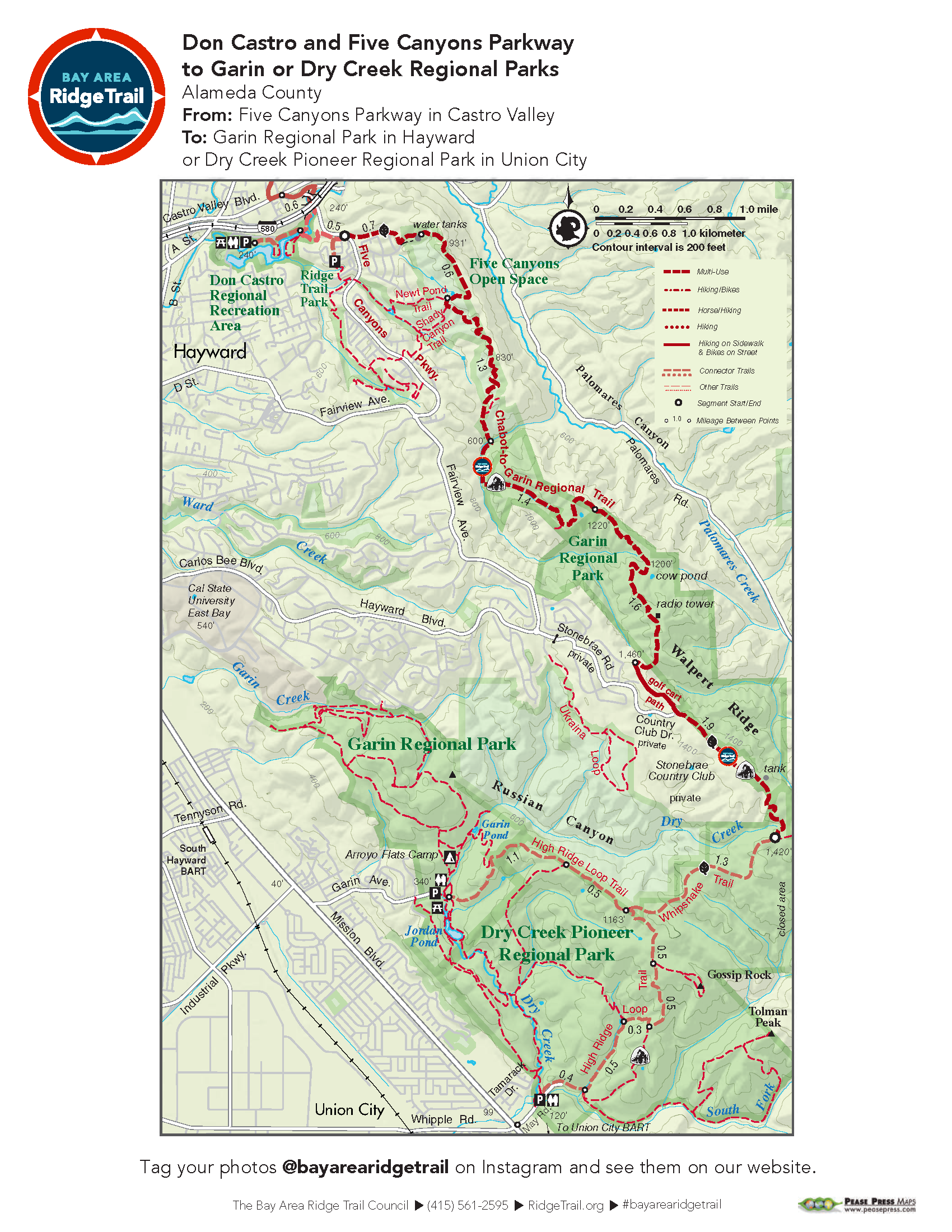 Don Castro and Five Canyons Parkway to Garin or Dry Creek Regional Parks
