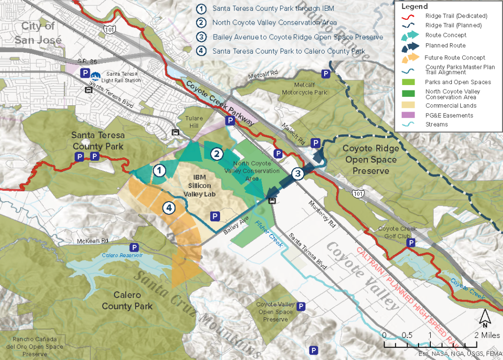 Bay Area Ridge Trail Map North Coyote Valley Route Study - Bay Area Ridge Trail