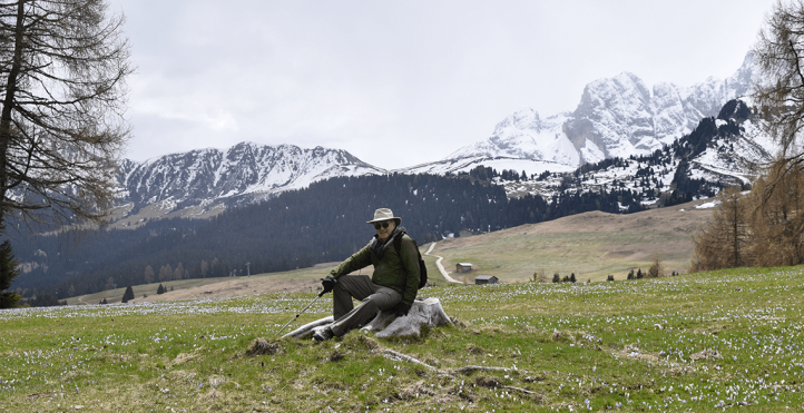 David Caulkins in front of snowy mountain