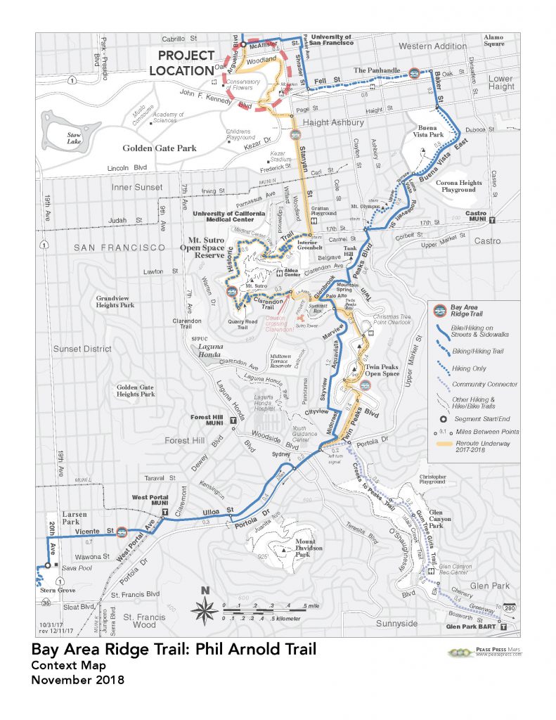 Bay Area Ridge Trail Map Phil Arnold Trail Dedication_San Francisco_Context Map - Bay Area Ridge  Trail