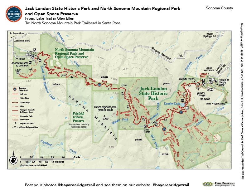 Jack London State Park to North Sonoma Mountain Regional Park