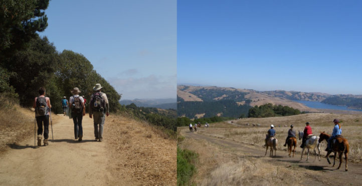 hikers and horseback riders on east bay trails